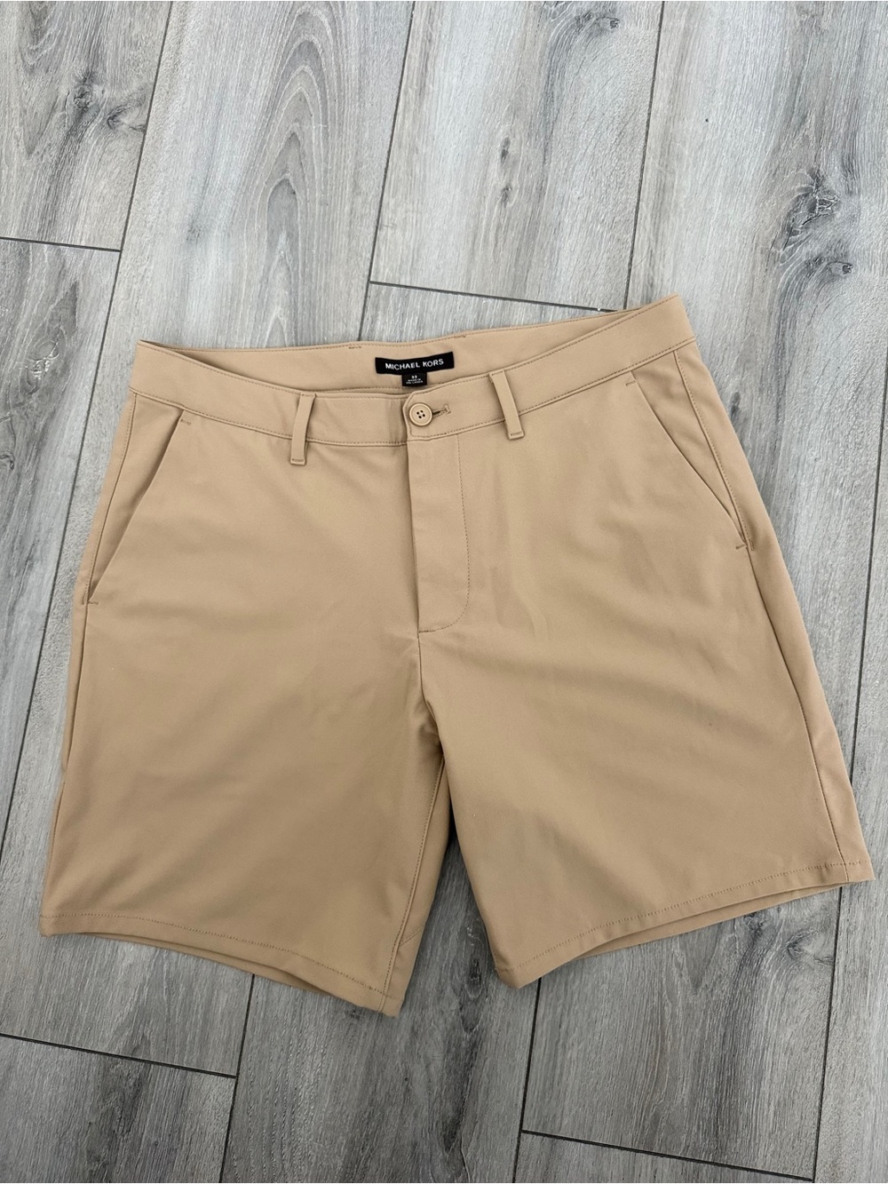 Michael Kors Men's Tan Flat-Front Performance Shorts